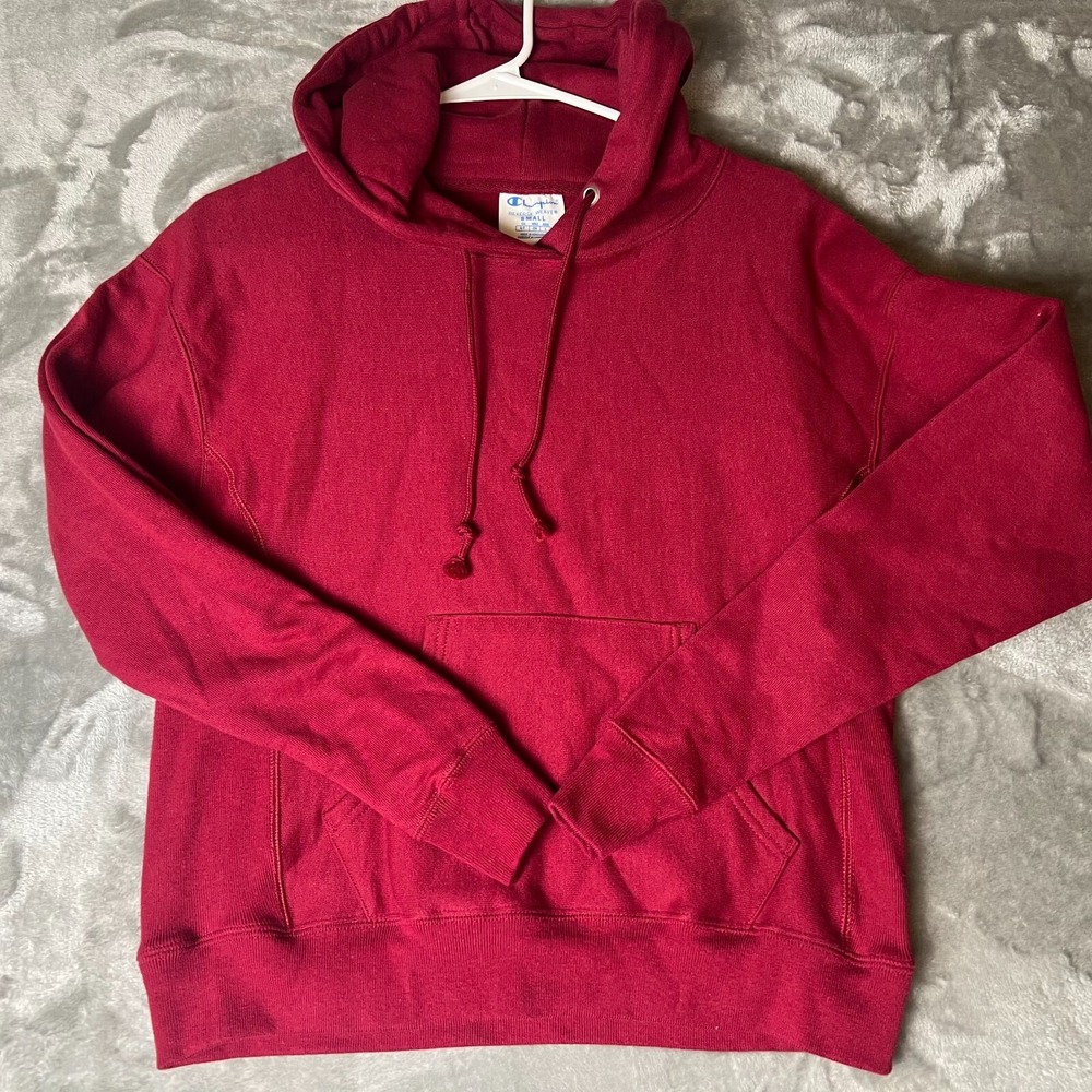 Champion Reverse Weave Womens Hoodie Small Red Pullover Ribbed NWOT Athleisure‎